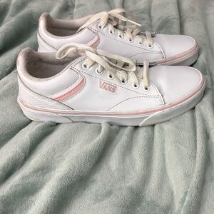 Vans Women's Classic White and Pink Sneakers